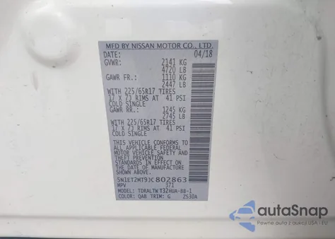 2018 Nissan Rogue Hybrid Sv z USA, uszkodzony, nr VIN 5N1ET2MT9JC802863